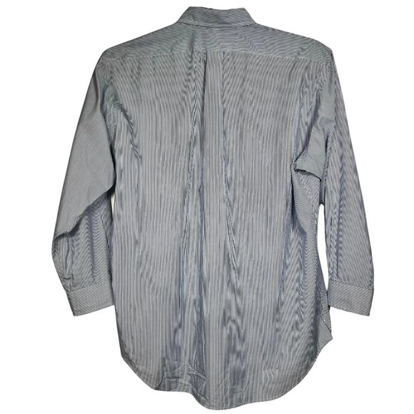 Ralph Lauren Mens Blue White Striped Yarmouth Casual Button Down Shirt Size 16 - Picture 7 of 12